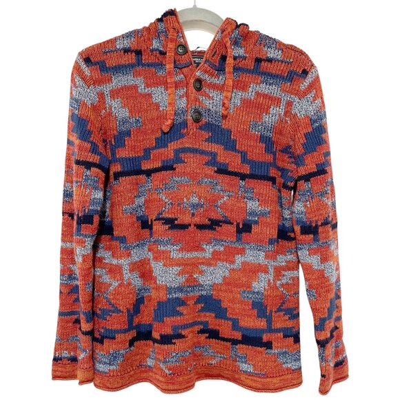 Men’s AE Aztec Southwestern Knit Hoodie | Boho Seriously Soft Pullover Sweater S - Picture 1 of 11
